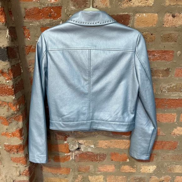 Bagatelle metallic baby blue jacket with pearls - Picture 3 of 4